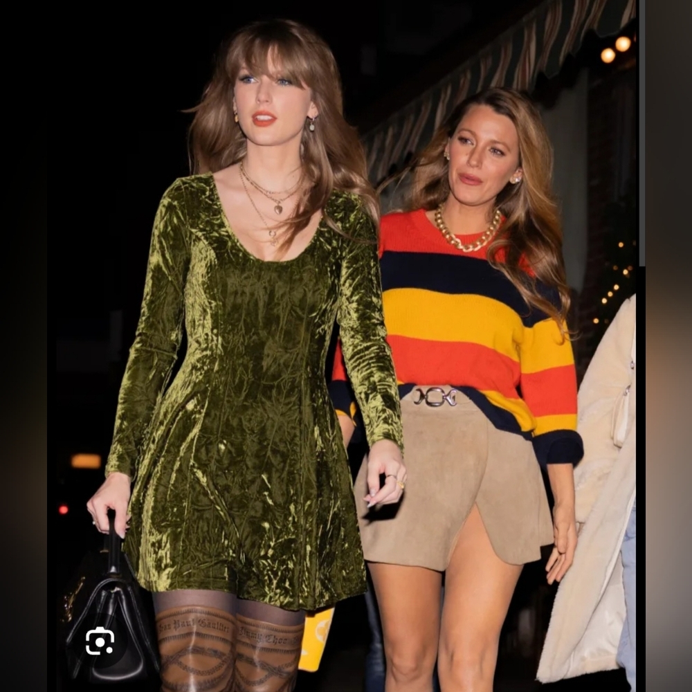 Little Lies Sweet Jane Olive Crushed Mini Dress - UK 24 - Worn by Taylor Swift!